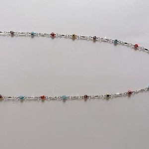 Multi colored silver beaded necklace
